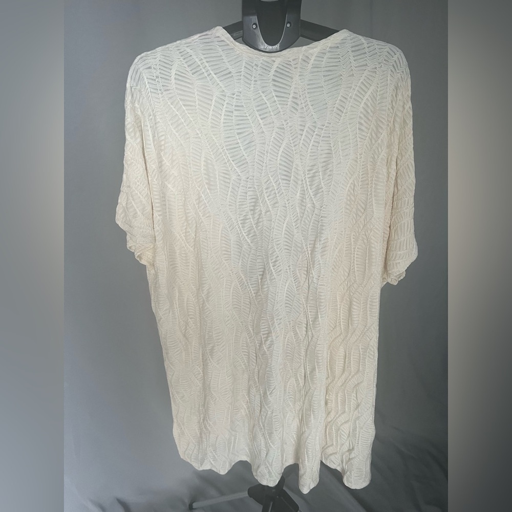 Cream Textured Open Cardigan - Picture 3 of 5